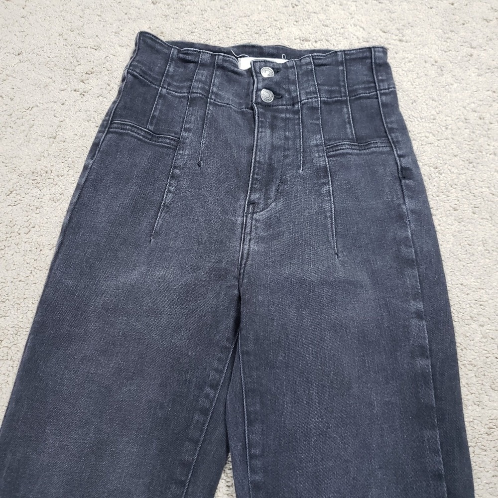 Free People Jeans 27 Black Jayde Flare Bell Bottom Boho Casual Festival 70s - Picture 5 of 14